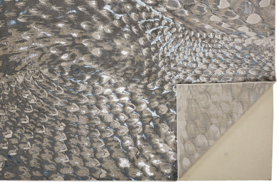 12' x 18' Geometric Area Rug - Blue Silver And Gray