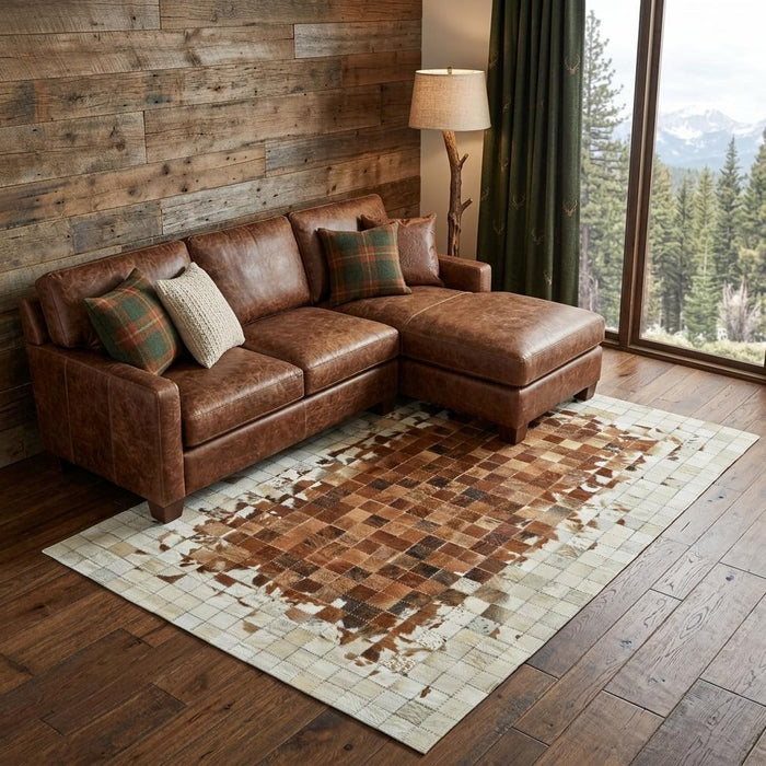 6' X 9' Faux Cowhide Animal Print Area Rug (744207) - Orange / Brown / Ivory