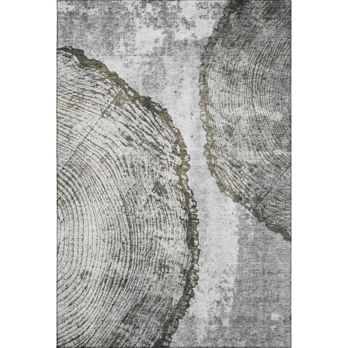 3' X 5' Woodland Lodge Washable Area Rug With UV Protection (653738) - Gray / Ivory