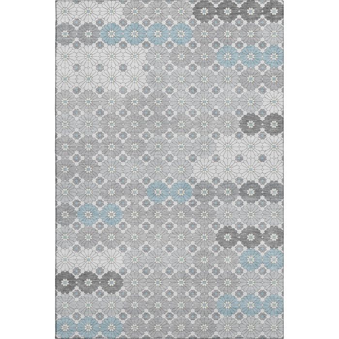 10' X 14' Geometric Washable Area Rug With UV Protection (696884) - Silver / Gray / Blue