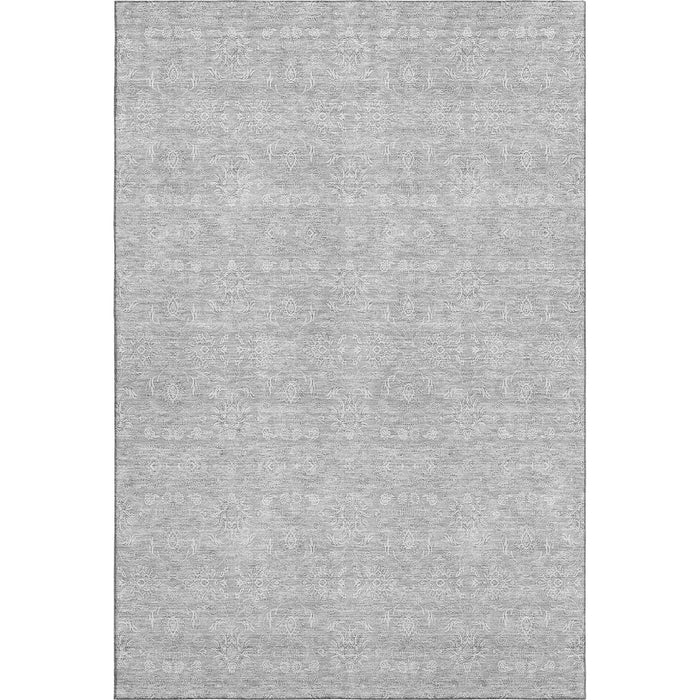 10' X 14' Floral Washable Area Rug With UV Protection (656927) - Silver / Gray