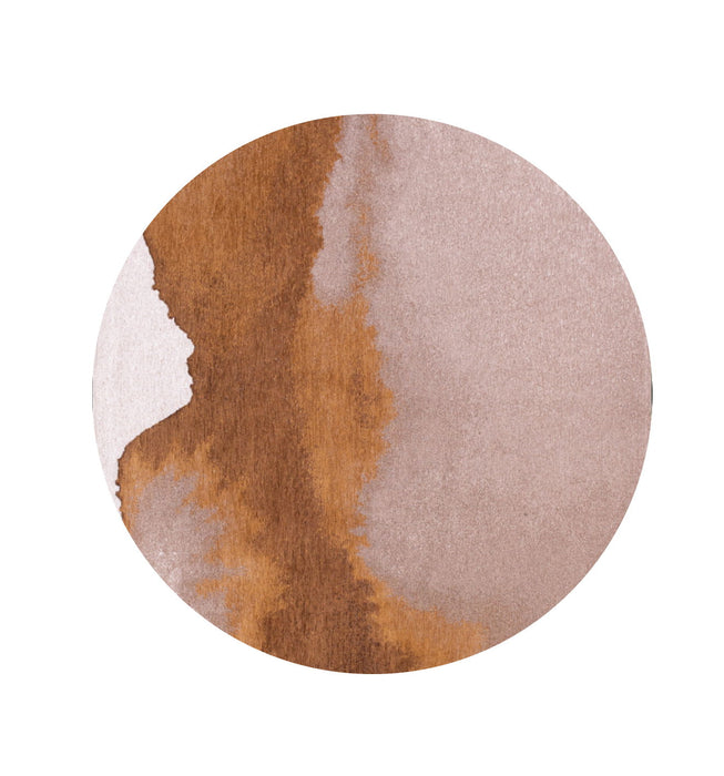 4' x 4' Round Abstract Non Skid Area Rug - Yellow And Brown