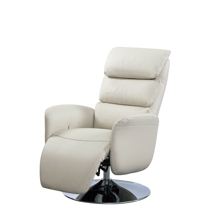 Tufted Genuine Leather Power Swivel Recliner (730551) - Sand