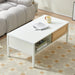 Giga 40.16-inch rattan coffee table with sliding door storage, metal legs, modern design for living room decor.