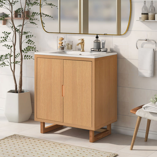 Giga bathroom vanity set with sink, combo cabinet, and solid wood frame, featuring stylish bathroom storage and modern design