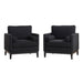 Giga wide modern farmhouse accent arm chair with wooden legs and base, featuring plush upholstery and sleek design.