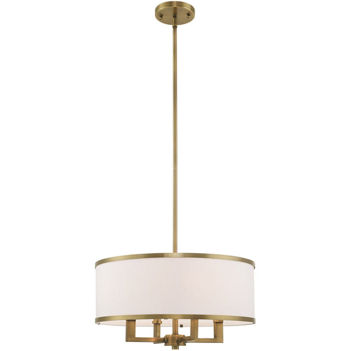 18" Four Light Dimmable Chandelier With Shades - Antiqued Brass