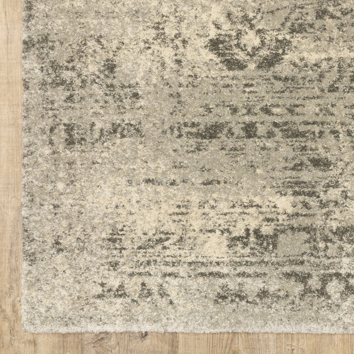 6' x 9' Oriental Power Loom Stain Resistant Area Rug - Gray Ivory Beige And Taupe
