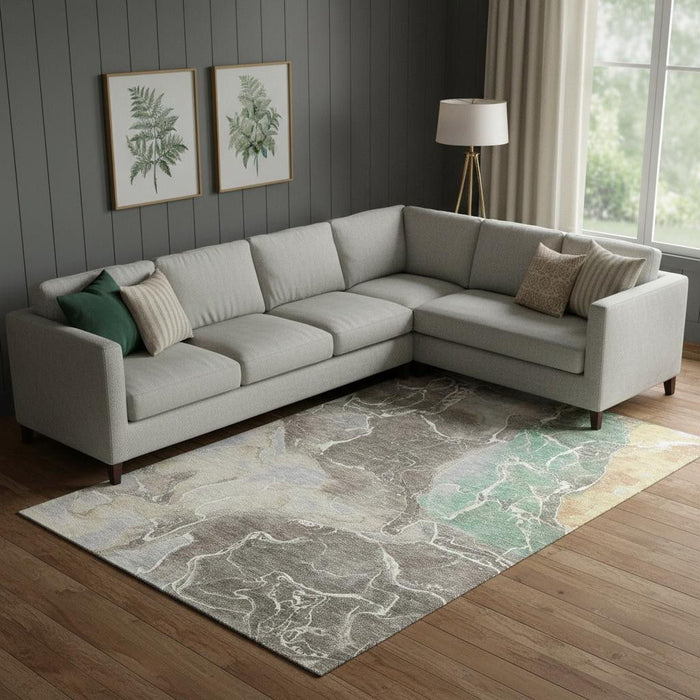10' X 14' Abstract Washable Area Rug With UV Protection (701225) - Taupe / Brown / Gray
