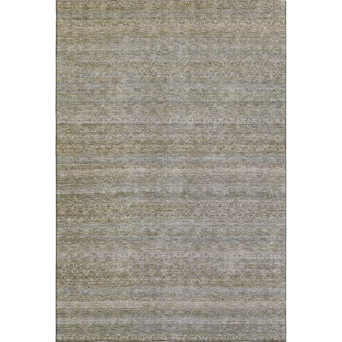 10' X 14' Striped Washable Area Rug With UV Protection (718019) - Khaki / Beige
