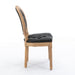 Giga French style solid wood dining chair set with antique painting, nailhead trim, and wood legs, featuring a hand-pulled buckle decoration.