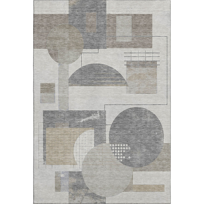 10' X 14' Geometric Washable Area Rug With UV Protection (697440) - Beige / Gray / Silver