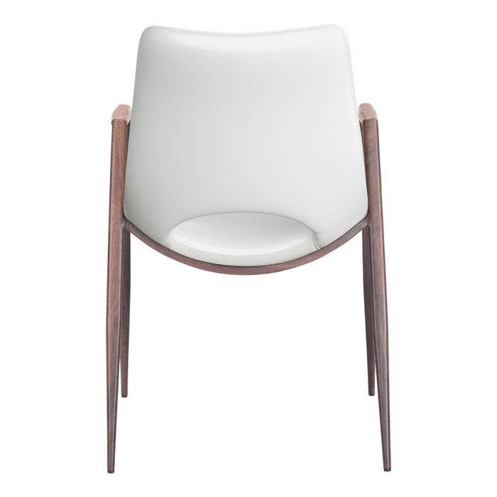Faux Leather Open Back Dining Arm Chairs (Set of 2) - White
