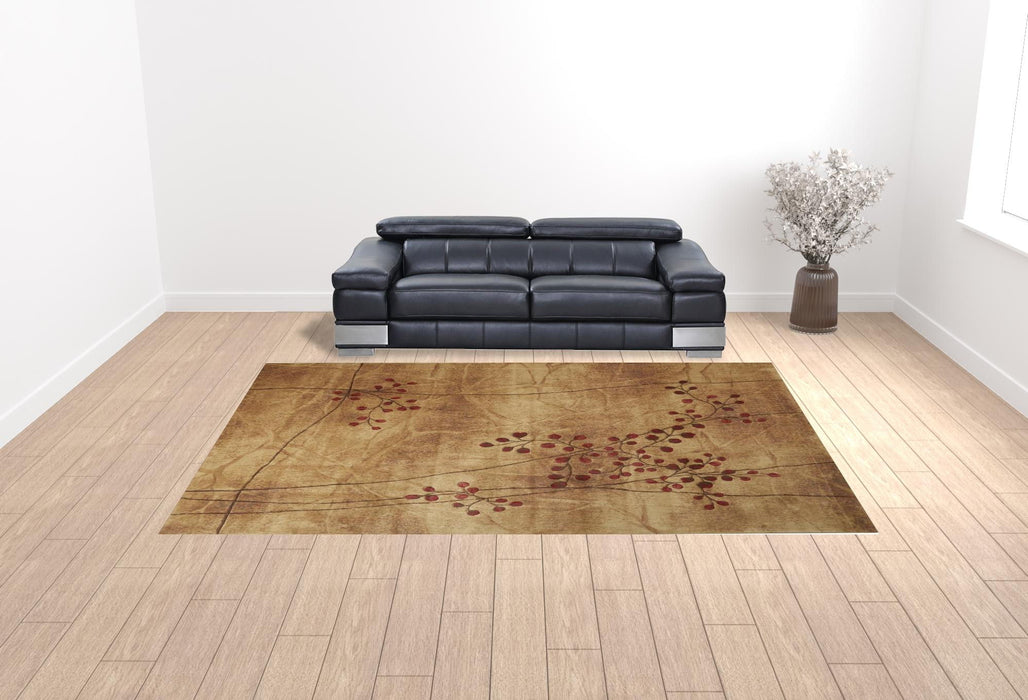 10' x 14' Floral Power Loom Area Rug - Brown
