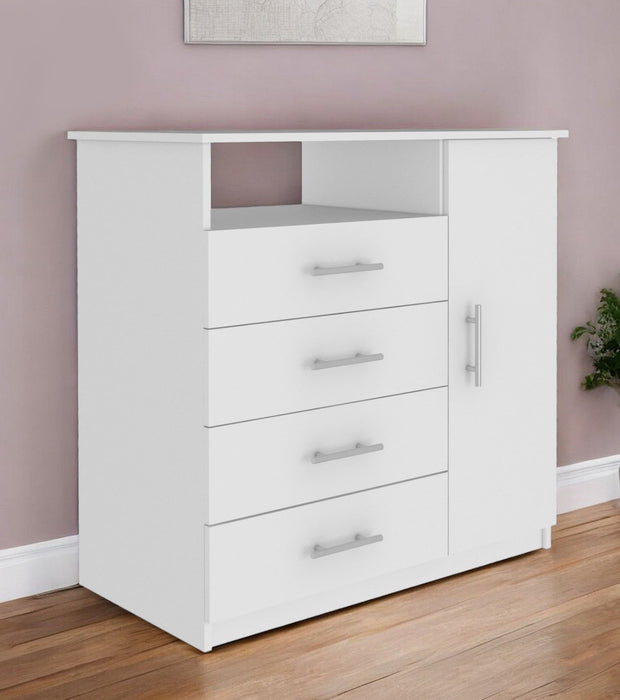 Four Drawer Combo Dresser With Open Shelf - White
