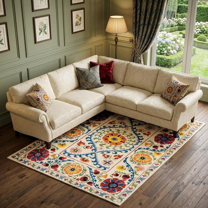 8' X 11' Tribal Washable Area Rug With UV Protection (610048) - Beige / Red / Orange