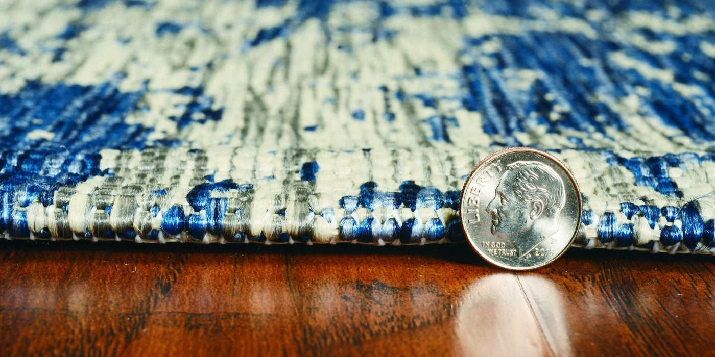 8' x 11' Abstract Brushstrokes UV Treated Indoor Area Rug - Gray Or Denim