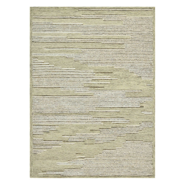 8' X 10' Wool Striped Hand Hooked Area Rug - Gray And Ivory