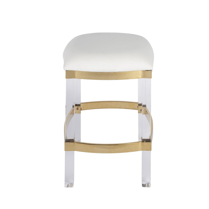 Acrylic Backless Counter Height Bar Chair - White / Clear