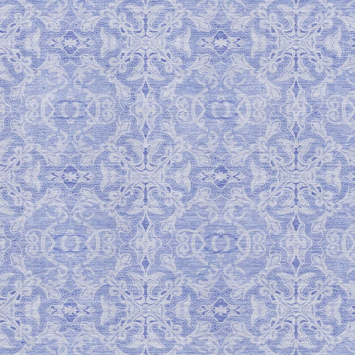 9' X 12' Medallion Washable Area Rug Polyester With UV Protection - Sky Blue And Ivory