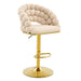 Giga Puffy Bubble Chair set with beige and gold ball chains, modern acrylic chairs for stylish interior decor.
