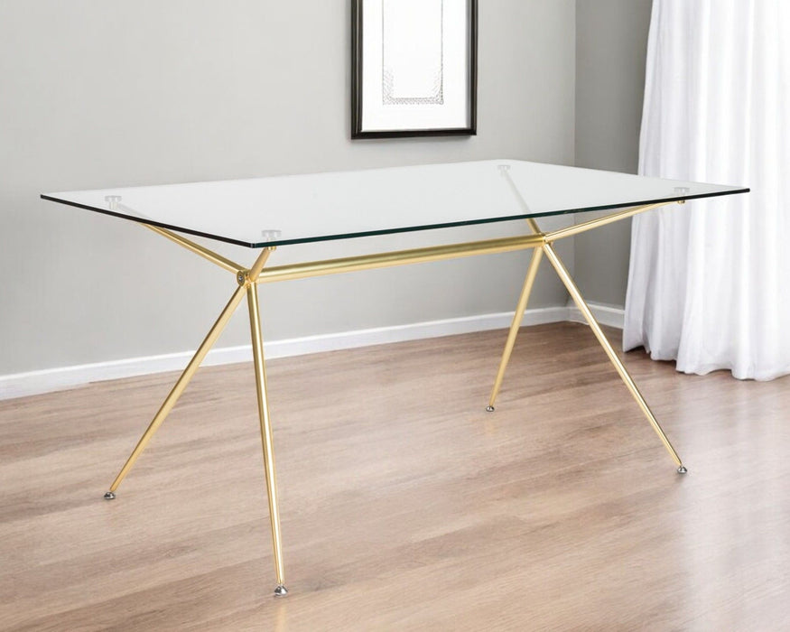 60" Glass And Steel Dining Table - Clear