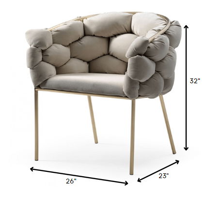 Tufted And Upholstered Velvet Dining Arm Chair - Gray