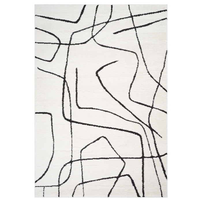 9' X 12' Abstract Area Rug - Ivory And Black