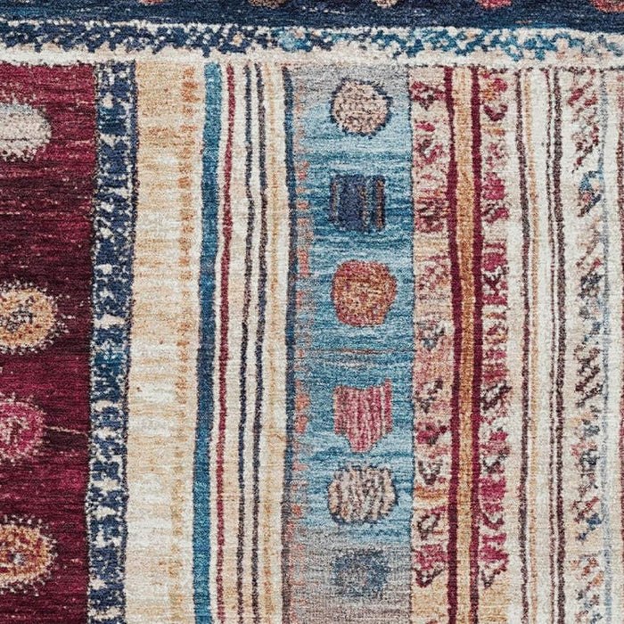 10' X 14' Striped Washable Area Rug With UV Protection (709540) - Navy Blue / Merlot / Ivory