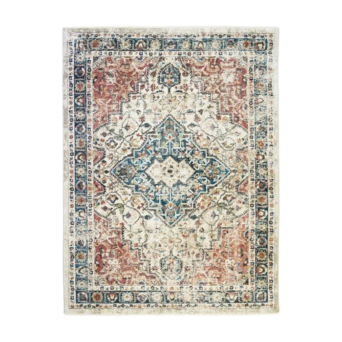 9' x 13' Oriental Distressed Area Rug With Fringe - Beige