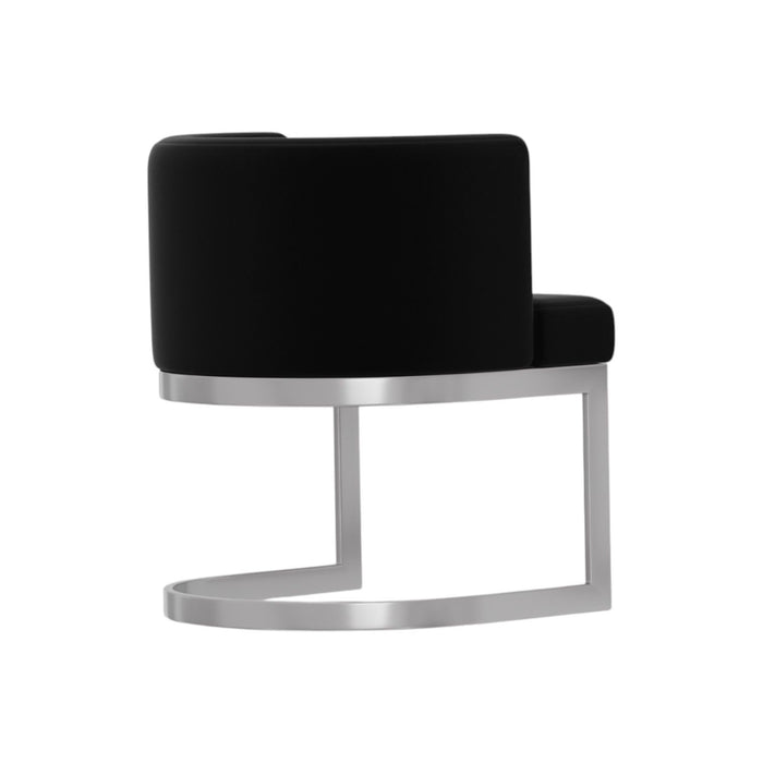 Upholstered Fabric Wing Back Dining Side Chair - Black / Silver