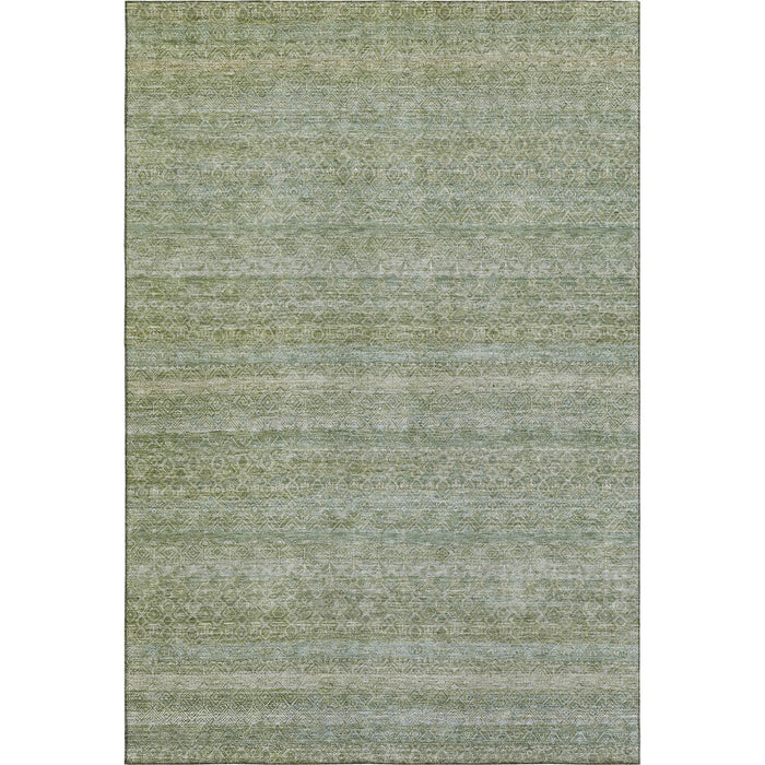 10' X 14' Striped Washable Area Rug With UV Protection (718037) - Sage / Gray