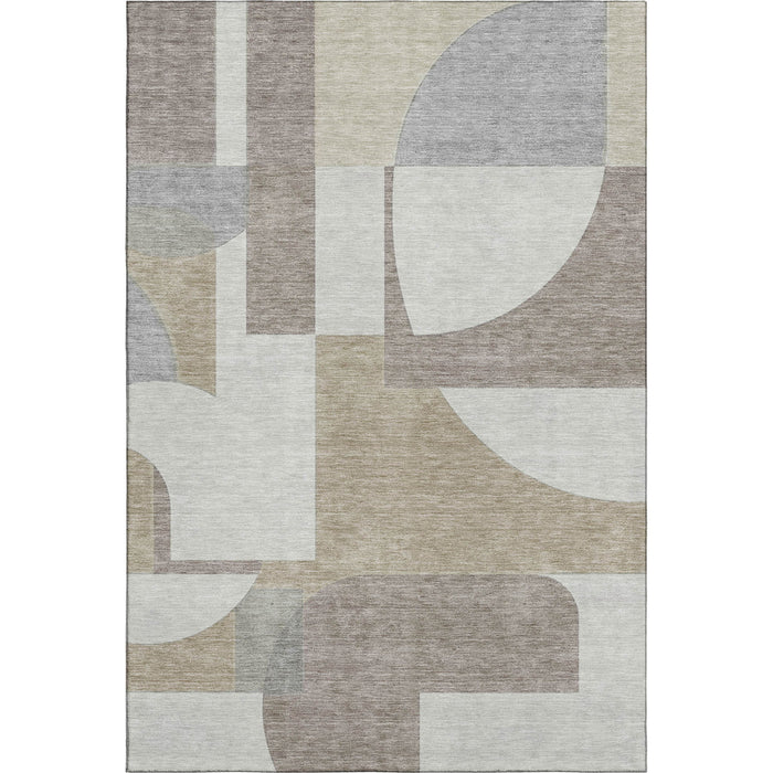 10' X 14' Abstract Geometric Washable Area Rug With UV Protection (697368) - Khaki / Beige / Gray