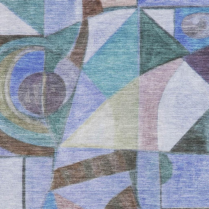 10' X 14' Abstract Washable Area Rug With UV Protection (700409) - Green / Blue / Ivory