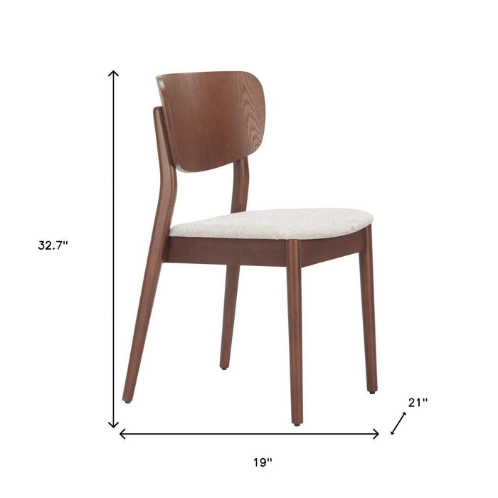 Upholstered Fabric Wood Open Back Dining Side Chairs (Set of 2) - Beige / Brown