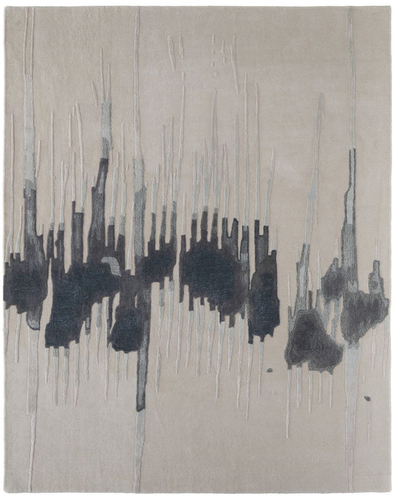 9' x 12' Abstract Hand Tufted Area Rug - Gray Ivory And Blue