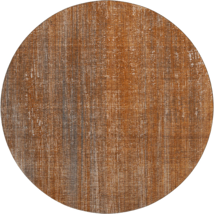 8' Striped Washable Round Rug With UV Protection (648751) - Rust / Gray