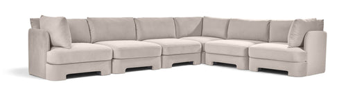 Meridian Furniture Hammond velvet performance fabric 6-piece corner sectional sofa with plush upholstery and modern design.