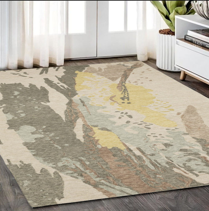 5' X 8' Wool Abstract Hand Tufted Area Rug - Beige And Yellow