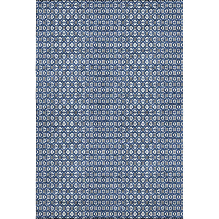 10' X 14' Geometric Washable Area Rug With UV Protection (693660) - Navy Blue / Gray / Silver