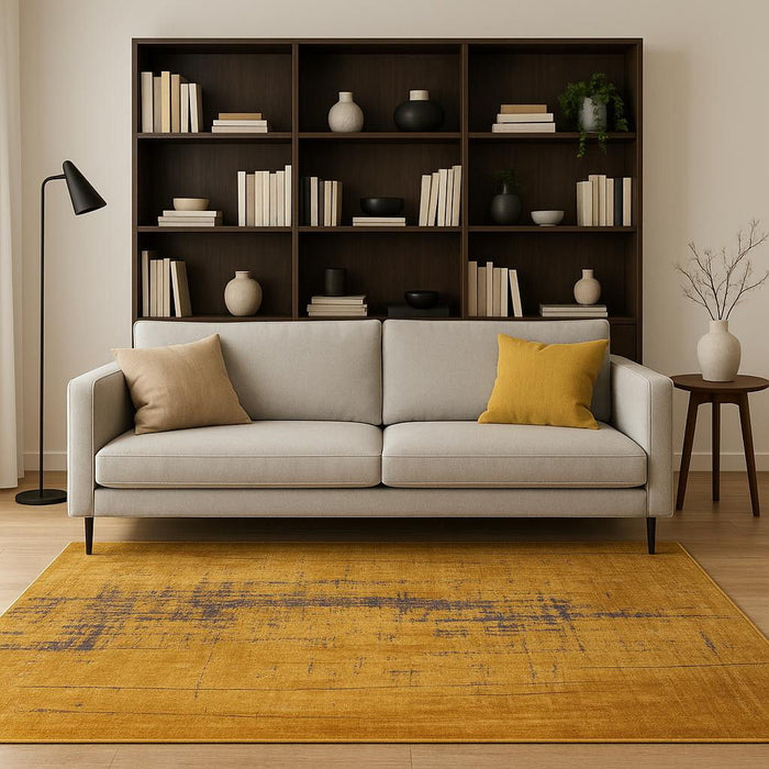 8' Chevron Washable Round Rug (548435) - Yellow / Brown