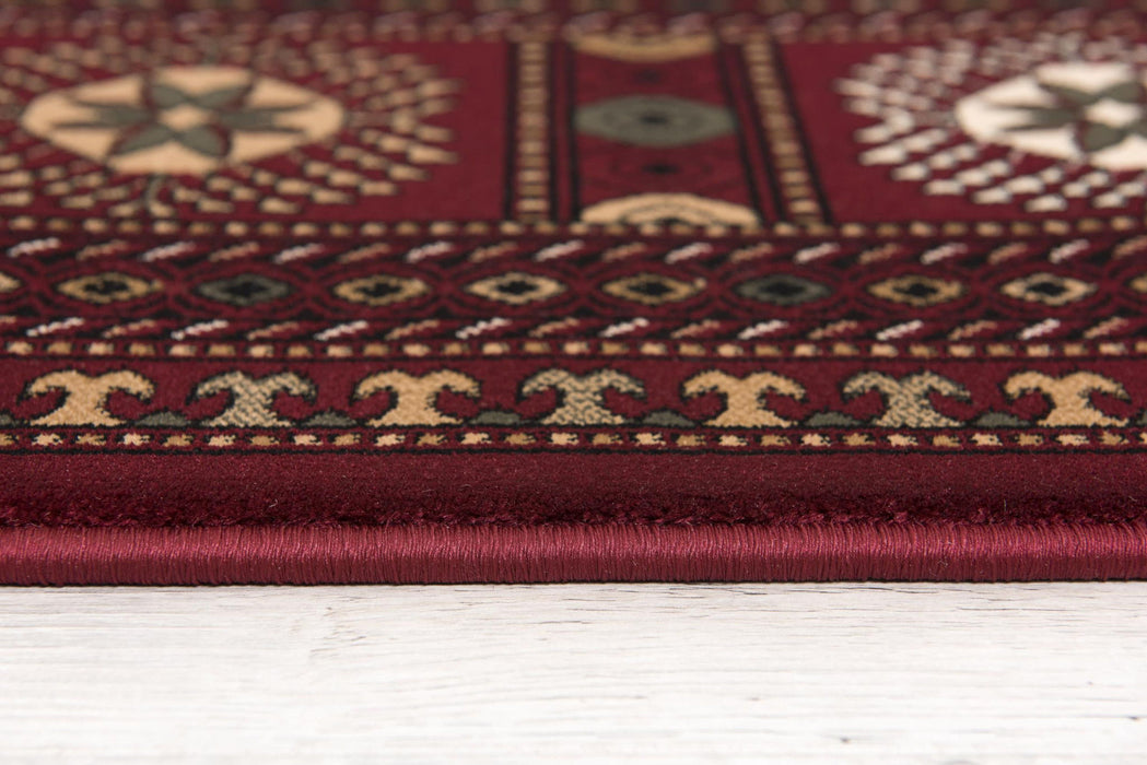 7' x 9' Floral Medallion Power Loom Area Rug - Red And Ivory
