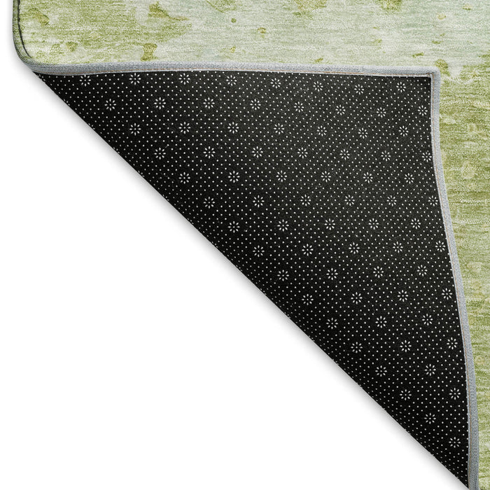 10' X 14' Abstract Washable Area Rug With UV Protection (692160) - Artichoke Green / Gold
