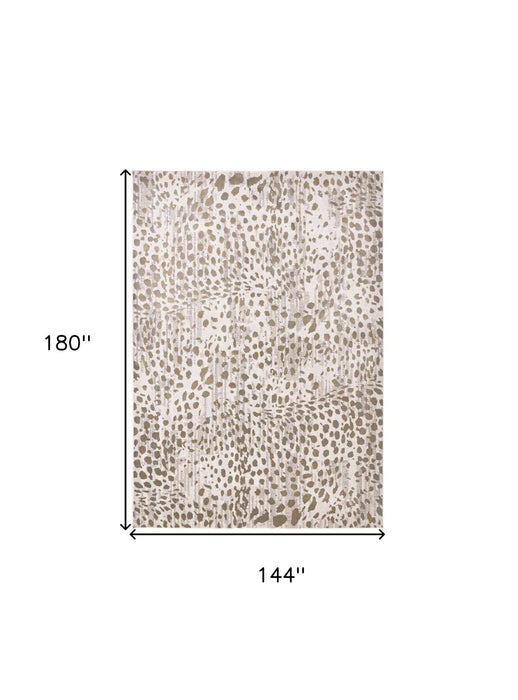 12' x 15' Abstract Stain Resistant Area Rug - Brown And Ivory