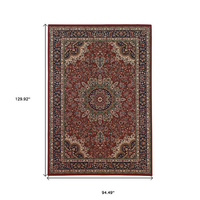 8' X 11' Oriental Area Rug - Red And Blue
