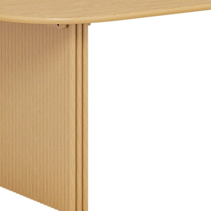 Solid Wood Mirrored Pedestal Base Oval Dining Table - Natural