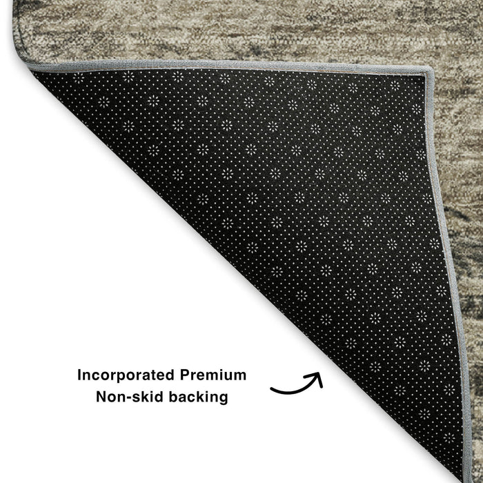 9' X 12' Abstract Washable Area Rug With UV Protection (650649) - Taupe / Gray