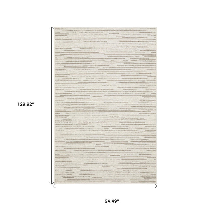8' X 11' Striped Distressed Area Rug - Ivory And Brown