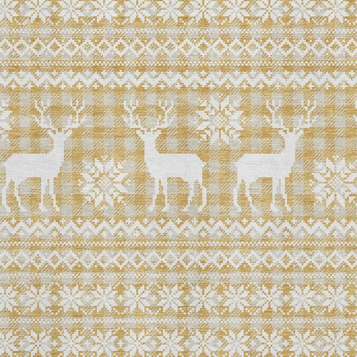 10' X 14' Abstract Geometric Washable Area Rug With UV Protection (701978) - Gold / Gray / Ivory