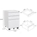 Giga contemporary metal filing cabinet with three drawers, lock, office storage for legal and letter size files.